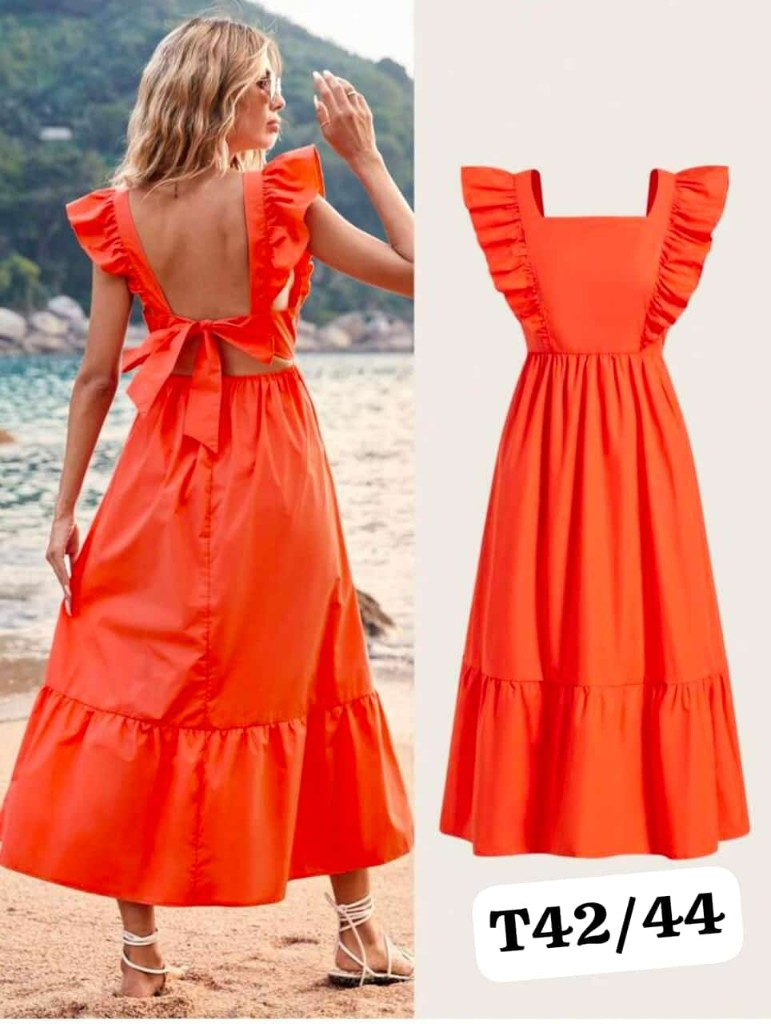 VESTIDO NARANJA ESPALDA DESCUBIERTA